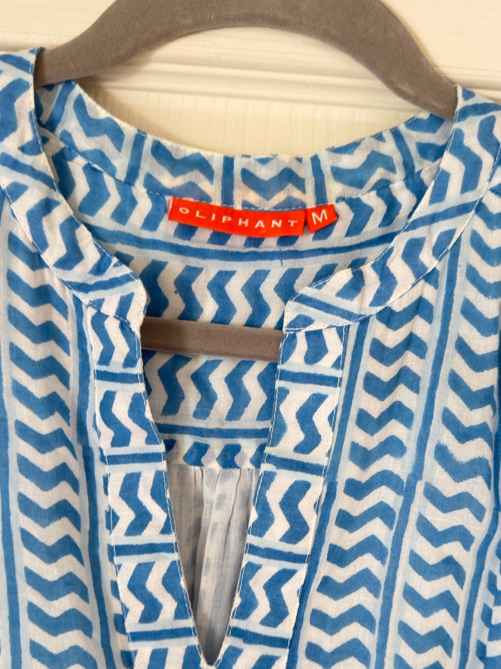 Oliphant Blue & White Notch-Neck Tiered Sundress - 100% Cotton - Picture 7 of 8